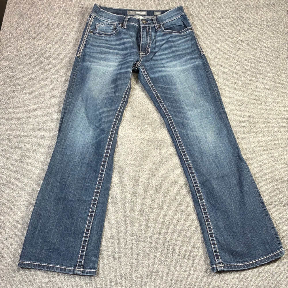 BKE Jake Bootleg Jeans Womens 31S Blue Medium Wash Contrast Stitch